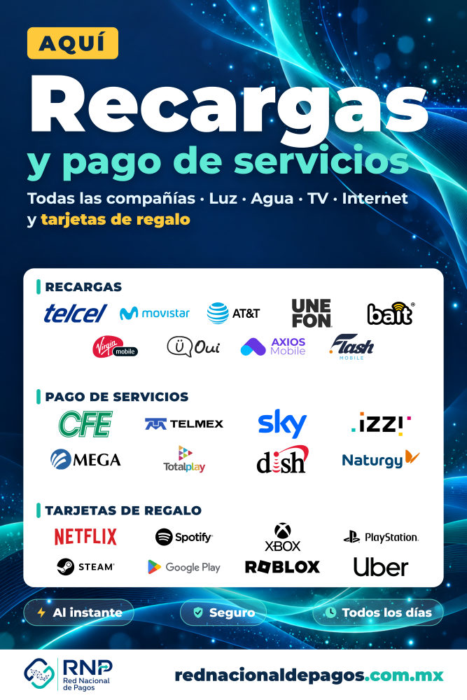 Cartel de mostrador de 60x90 cm de recargas y pago de servicios