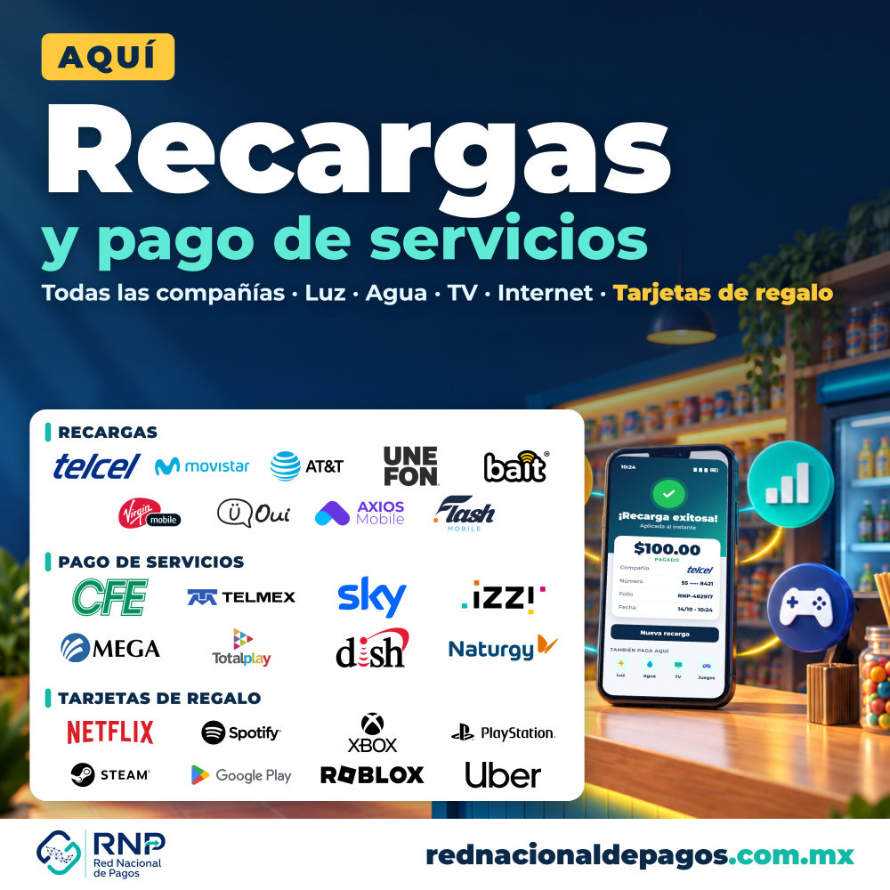 Lona cuadrada 1×1 m de recargas y pago de servicios