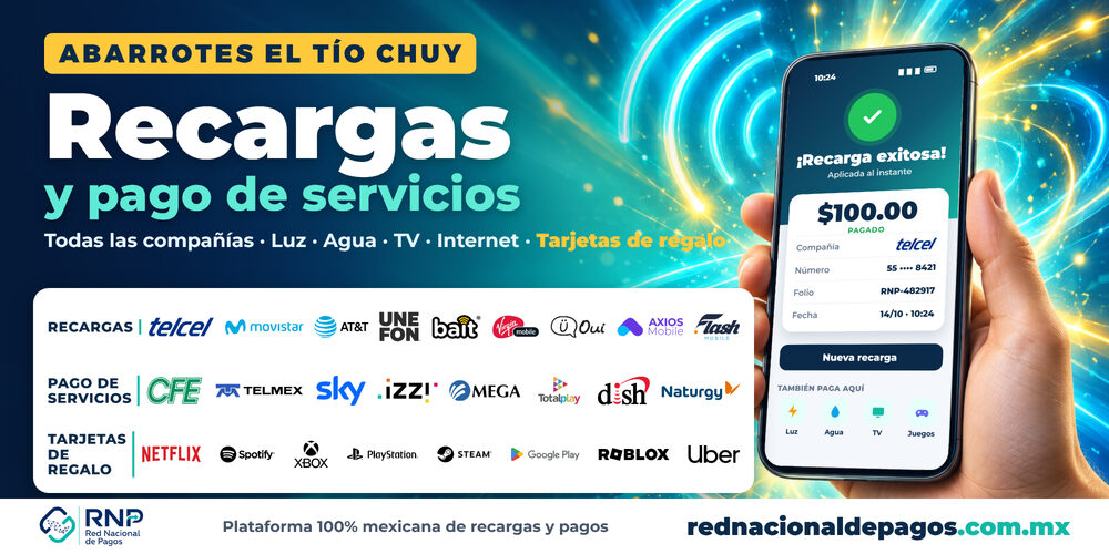 Ejemplo de lona personalizada con el nombre del negocio Abarrotes El Tío Chuy